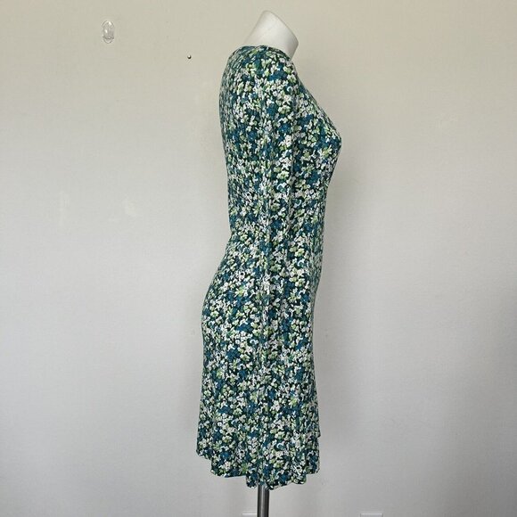 BP Floral long Sleeve Shift Dress Aqua Blue Green XXSMALL XXS 00 - Picture 5 of 9